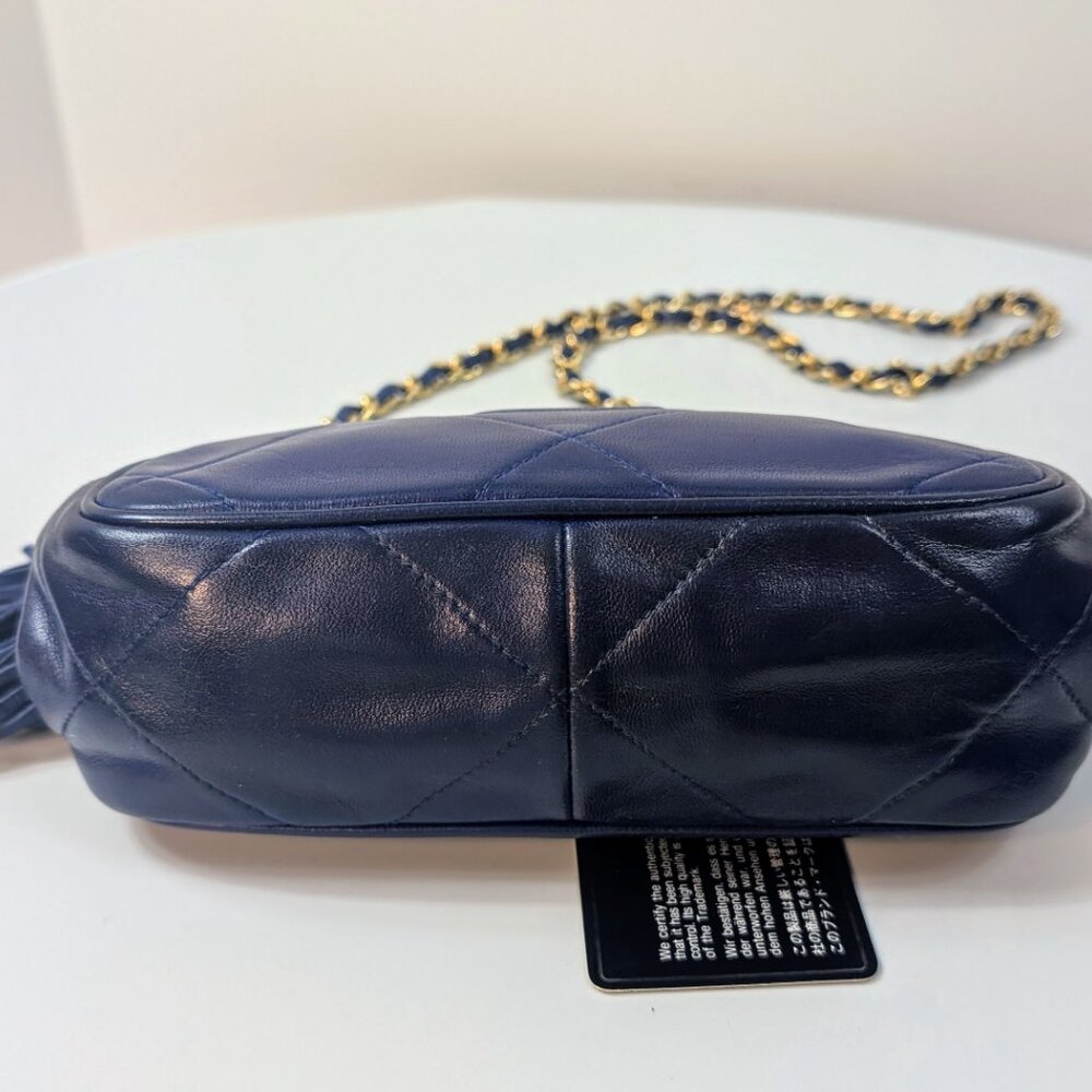 Chanel Vintage Blue Quilted Lambskin Kisslock Tassel Clutch - Picture 6 of 16